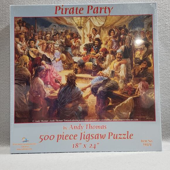SunsOut PIRATE PARTY #19374 500 Pieces Jigsaw Puzzle By Andy Thomas 18"x24' - Picture 7 of 7